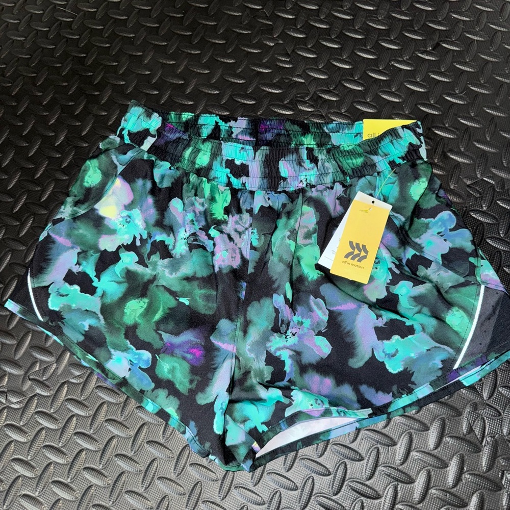 All in Motion Black and Green Athletic Shorts